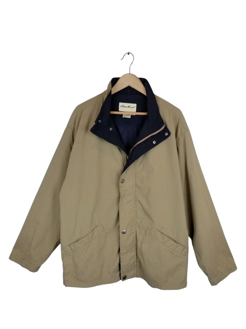 Eddie Bauer Men's Vintage Nylon Windbreaker Jacket Khaki Size Large